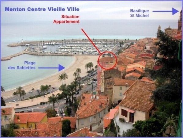 Location of the apartment in Menton