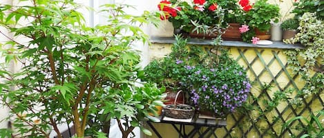 Terrasse accessible depuis la porte fenêtre de la cuisine