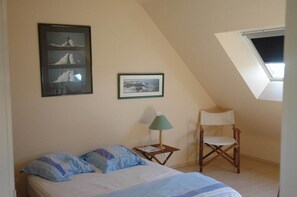 Bedroom with sea views