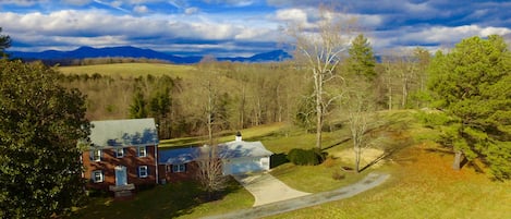 Looking to the West at the Blue Ridge Mountains in the background.