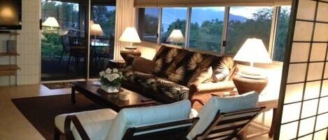 Living room with ocean views