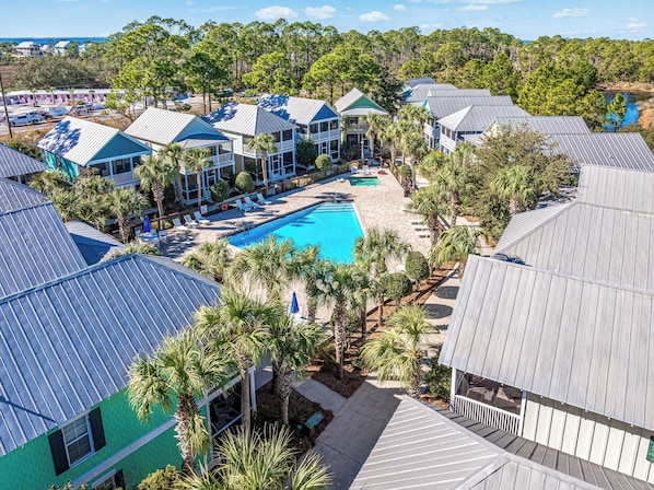 The largest community pool and hot tub just steps from your front door!