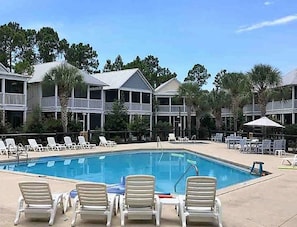 Splish Splash in the large main pool just steps from your front door.