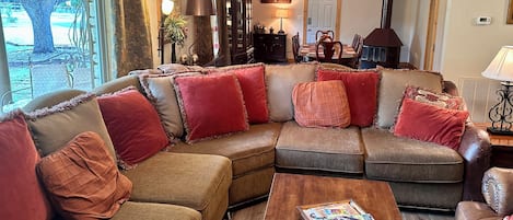 Living Room - open to dining room/kitchen, large window to watch deer in yard.