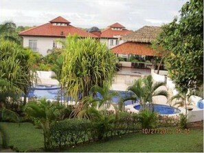 View of  Pool/Lanai complex from MBR Balcony of Casa Feliz.