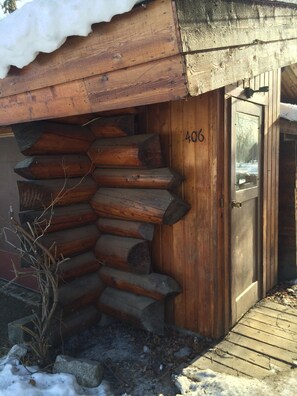 You enter through the "garage".