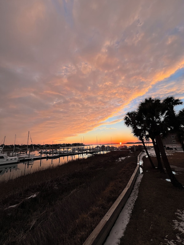 Sunset view from back stairs