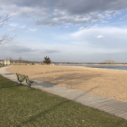 Jacob's Beach boardwalk across the street