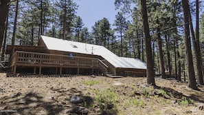 Cabin View from west. Beautiful large patio. 