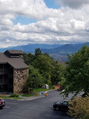 View of the Great Smoky Mountains from the parking lot