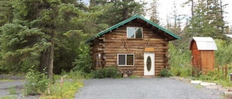 "Jack London's Cabin"  showing parking area, if you have a boat, park it too!