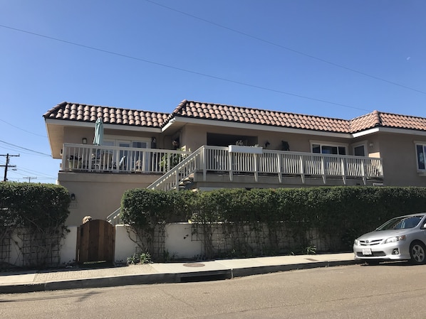 Outside, this house is upstairs