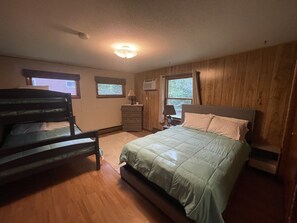 Queen and bunk beds in the second bedroom 