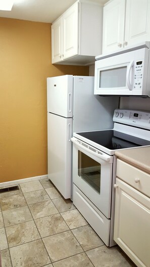 Kitchen with new appliances.