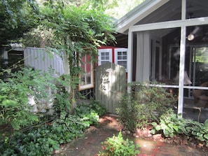 Front gate to cottage and private patio.