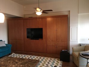 If you need to watch TV in bed- this isn't the suite for you!
