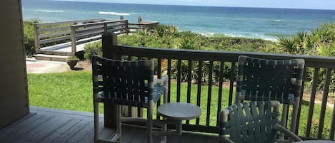 A better look at the back porch and the gorgeous view our condo has to offer.