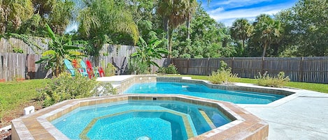 Two pools - big and small. This is NOT a spa. They are same temperature 