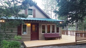 Cabin facing fire pit area