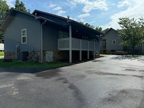 Front of house and paved driveway 