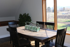 Dining room table can seat 8 - 10 comfortably.