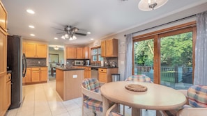 Spacious Kitchen with Deck on Main/Upper Floor