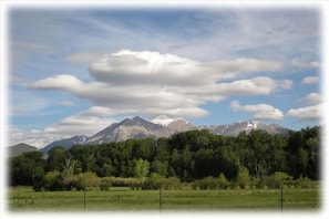 Wonderful Mt Shavano view from the cabin windows and hot tub