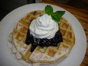 Belgium Waffle prepared by Chef Patti for your breakfast