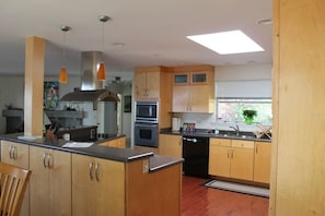 View of the well-equipped kitchen. Big enough for many chefs! 