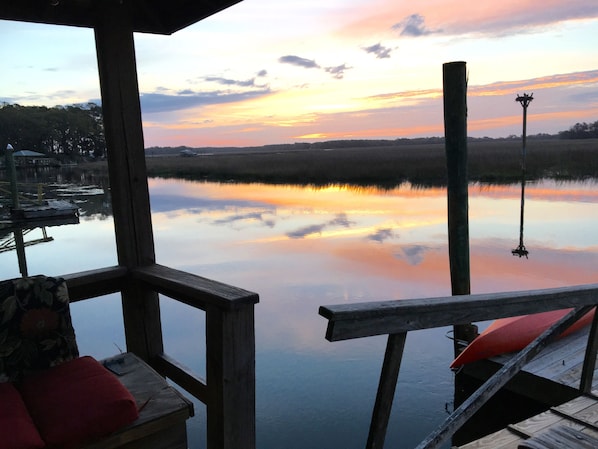 Watching the sunrise from the private dock cannot be missed.  