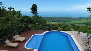 Pool area offers breath taking views of the Pacific Ocean.