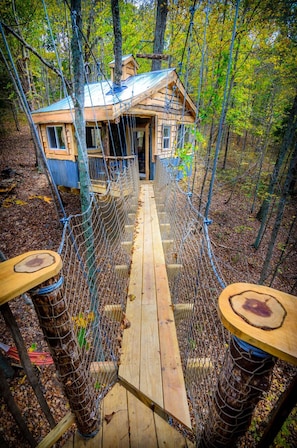 swinging bridge takes you to the snuggle palace bedroom