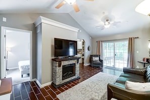 Family Room with electric fireplace