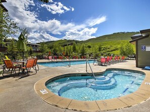 Hot tub and pool open year round. Bring any non-glass container with you! ;) 