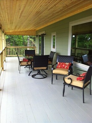 Upper deck table and seating.