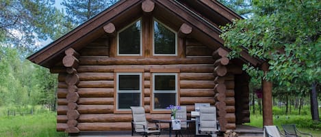 Private outdoor seating with firepit & BBQ