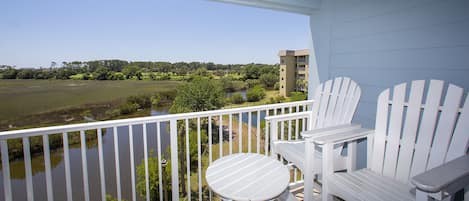 Private balcony with beautiful view of the ocean, marsh and lagoon