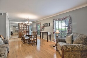 Formal Living and Dining room with China and Crystal
