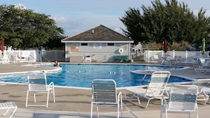 Our community pool is refreshing and uncrowded and just a stone's throw away.