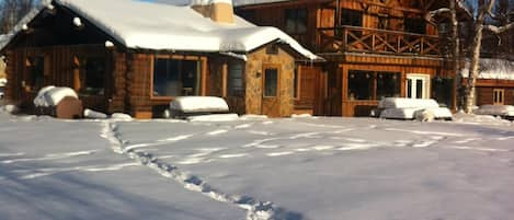 Winter is interesting. Those are moose tracks.  If this is full see our cabin. 