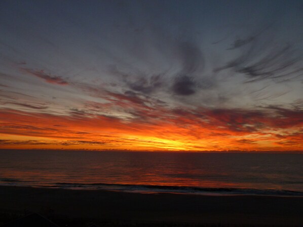 View of sunrise from balcony