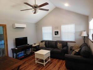 Living area with queen sleeper sofa