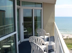 Part of the balcony that runs the entire length of the condo.