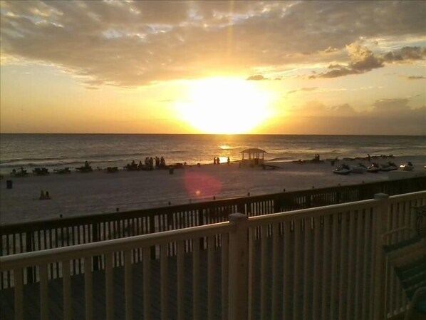 Gorgeous sunsets! The Condo for rent is located on beachfront property. 