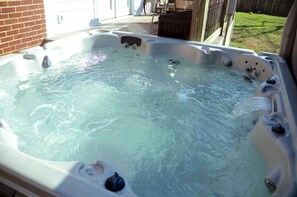 Closeup of Semi-Private Hot Tub!  Seats 6 - 8 friends.