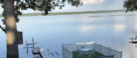 Beautiful view over looking the boathouse deck & lake.