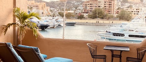 Front Row viewing of the Cabo San Lucas Marina from your lounge chairs.