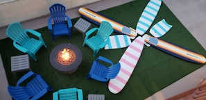 Unwind by the fire after a day at the beach