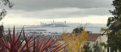 View from the apartment showing San Francisco and the Bay