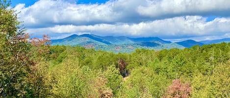 Gorgeous Mountain view from the deck, 1st floor window, and 2nd floor den.